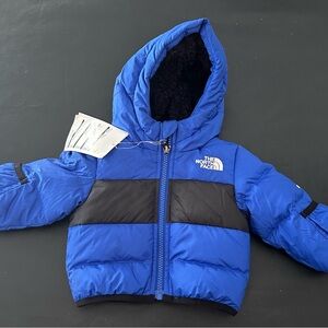 The North Face Infant Blue and Black Hooded Winter Coat